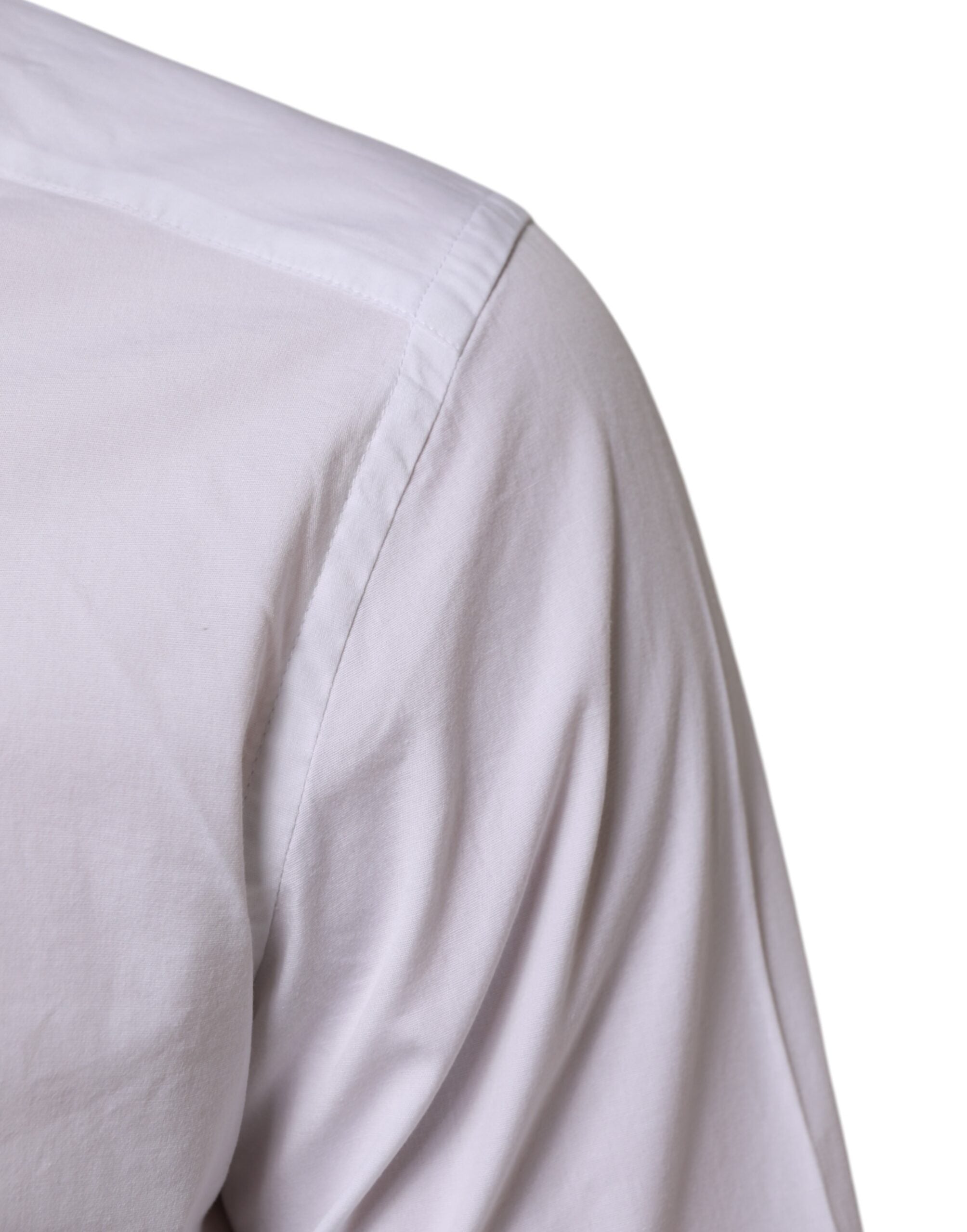 White Cotton GOLD Long Sleeves Formal Men Shirt Dolce & Gabbana