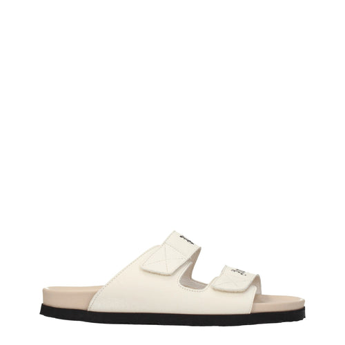 Beige Leather Slippers Sandals Palm Angels