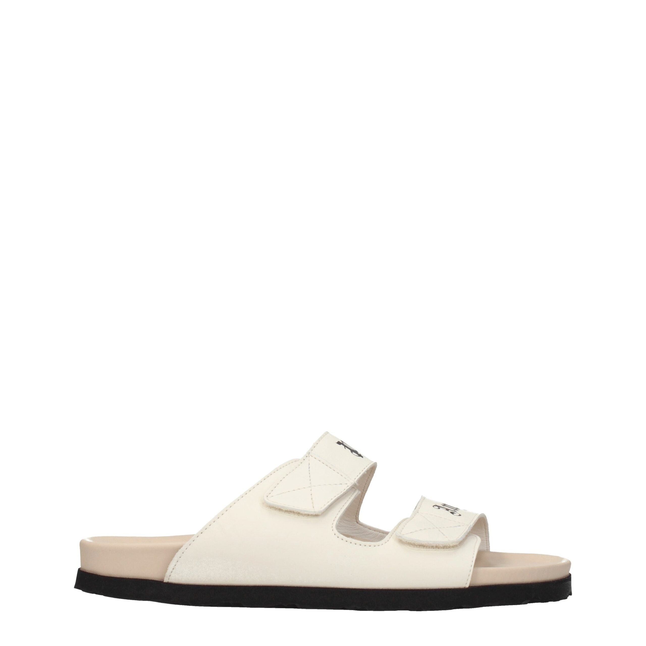 Beige Leather Slippers Sandals Palm Angels