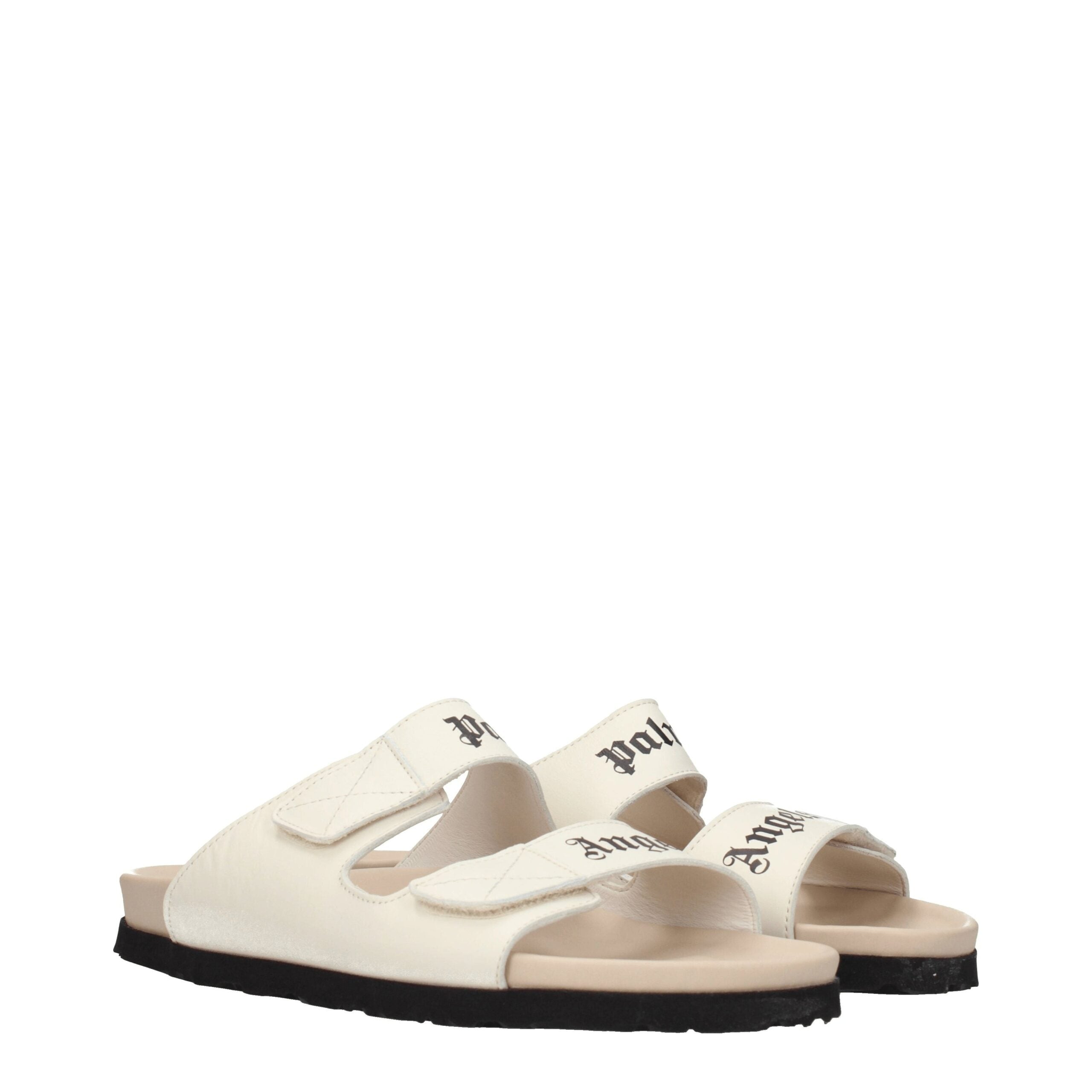 Beige Leather Slippers Sandals Palm Angels