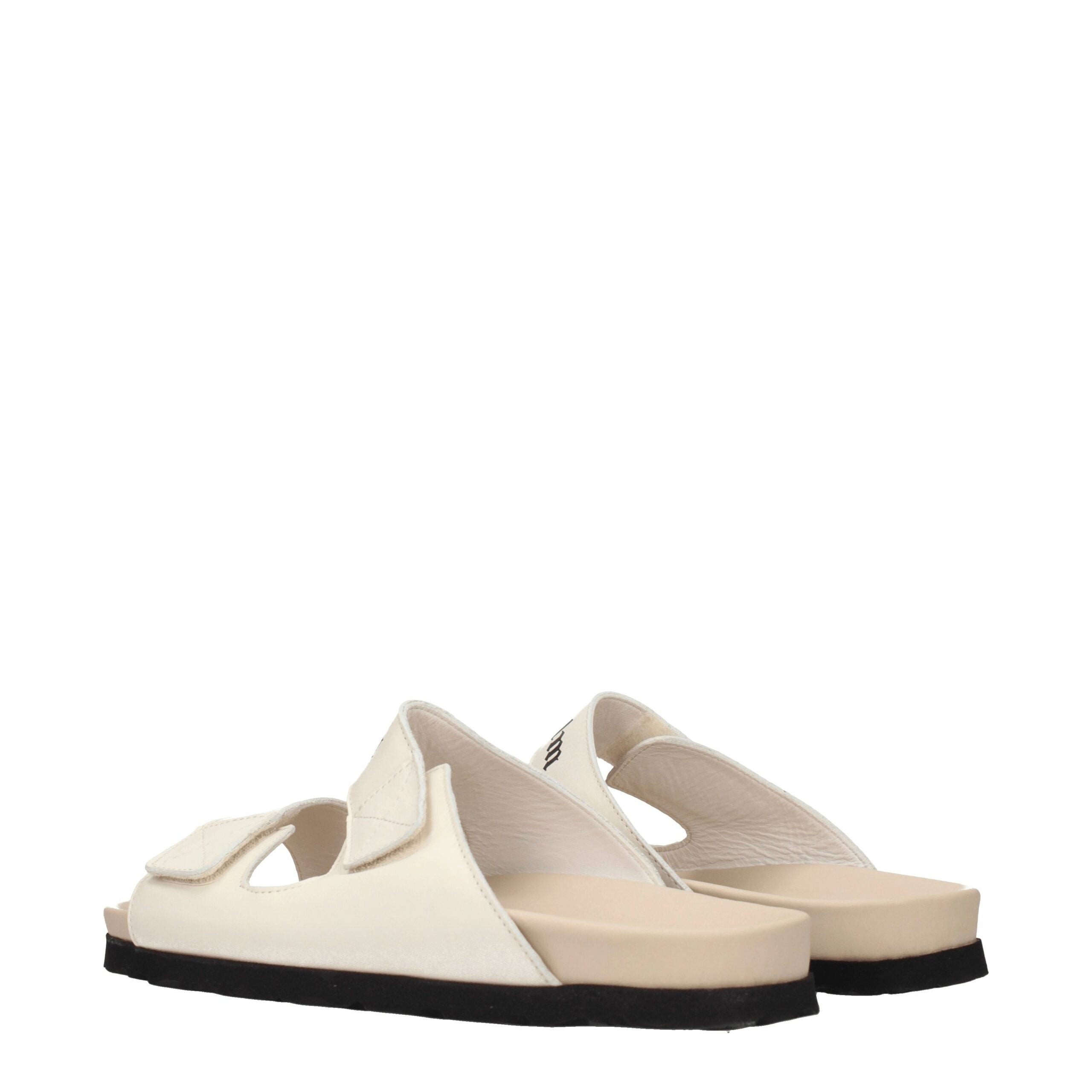 Beige Leather Slippers Sandals Palm Angels