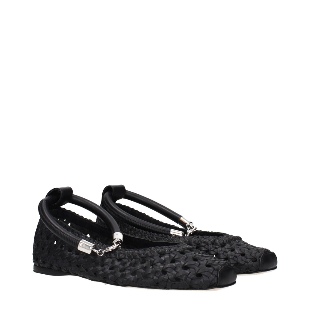 Black Leather Ballet Flats Max Mara
