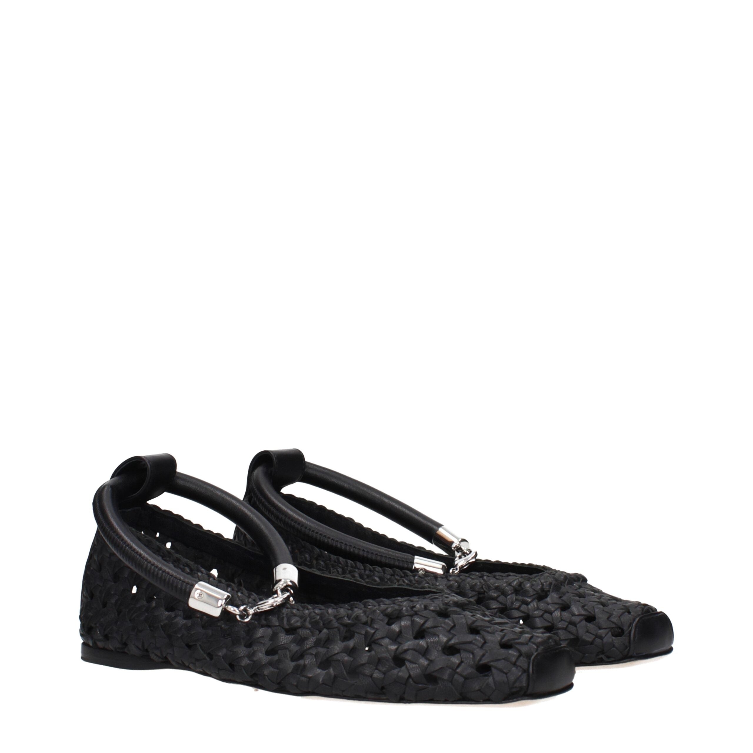 Black Leather Ballet Flats Max Mara