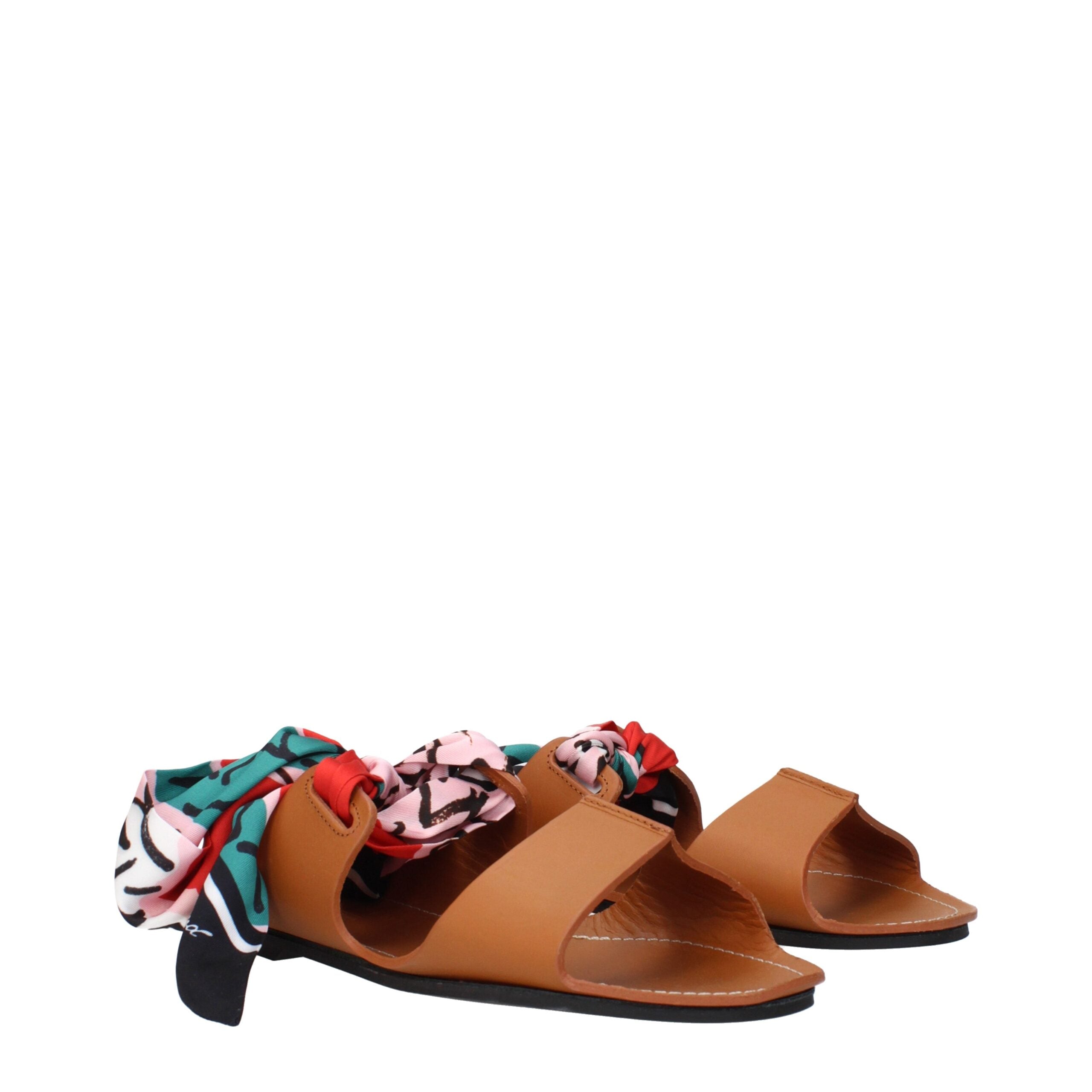 Brown Leather Flat Sandals Max Mara
