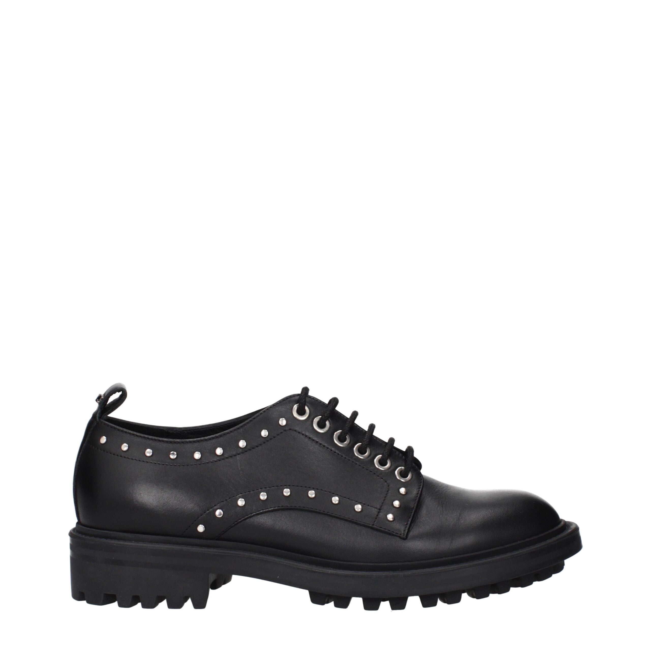 Black Leather Oxfords And Derbies Max Mara