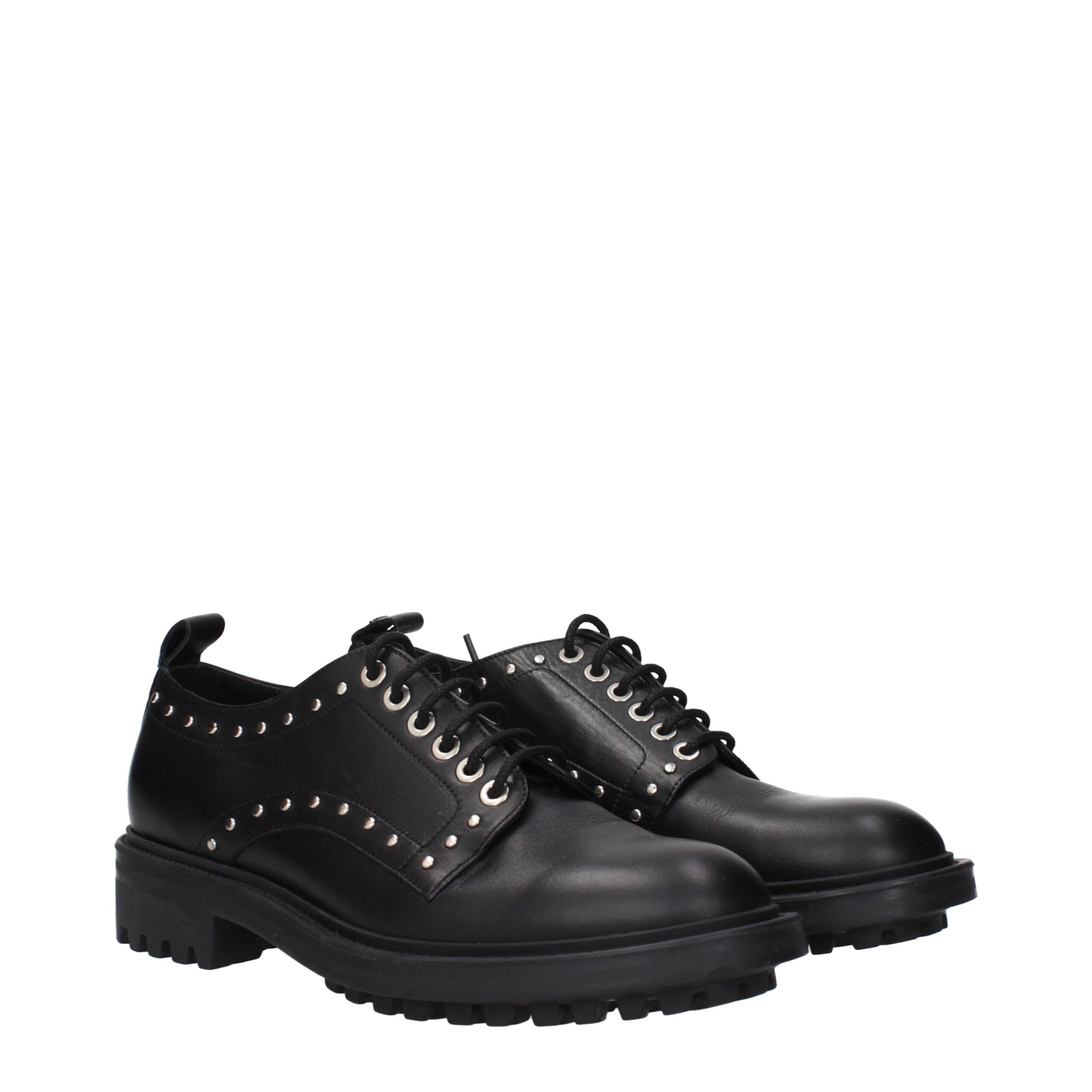 Black Leather Oxfords And Derbies Max Mara