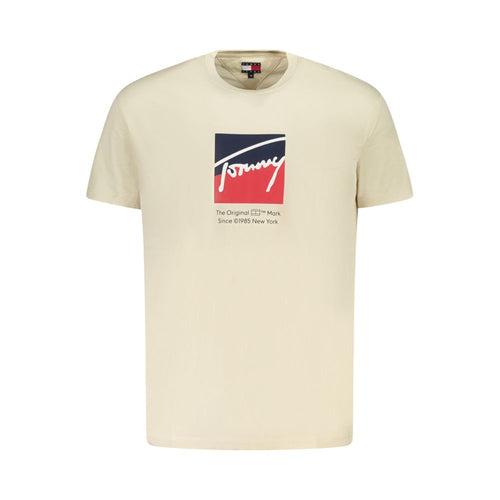 Beige Cotton Men T-Shirt Tommy Hilfiger