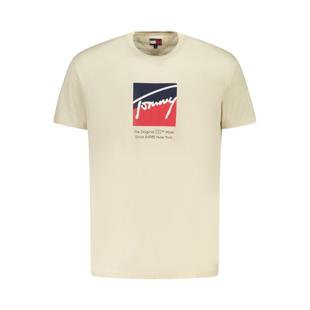 Beige Cotton Men T-Shirt Tommy Hilfiger