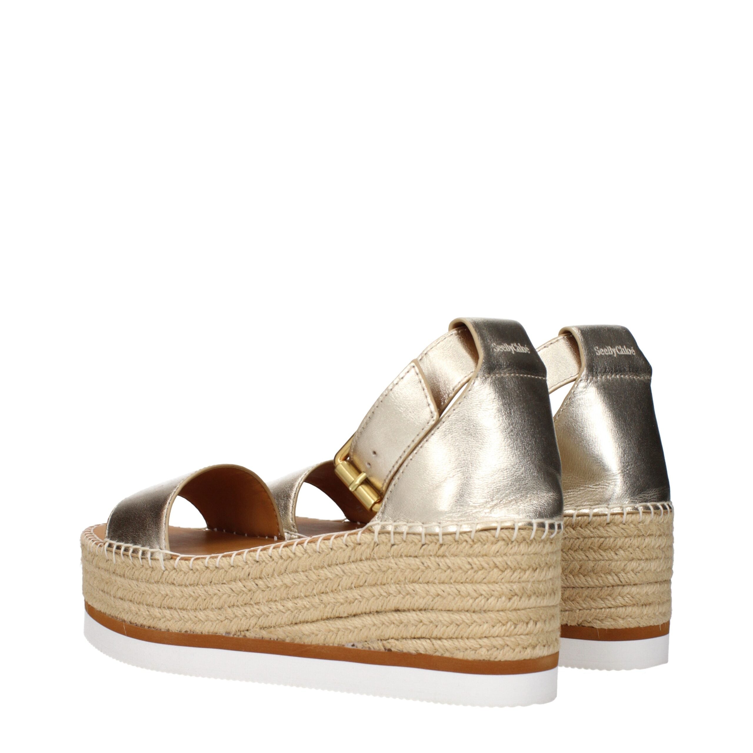 Gold Leather Wedges Sandals See By Chloé