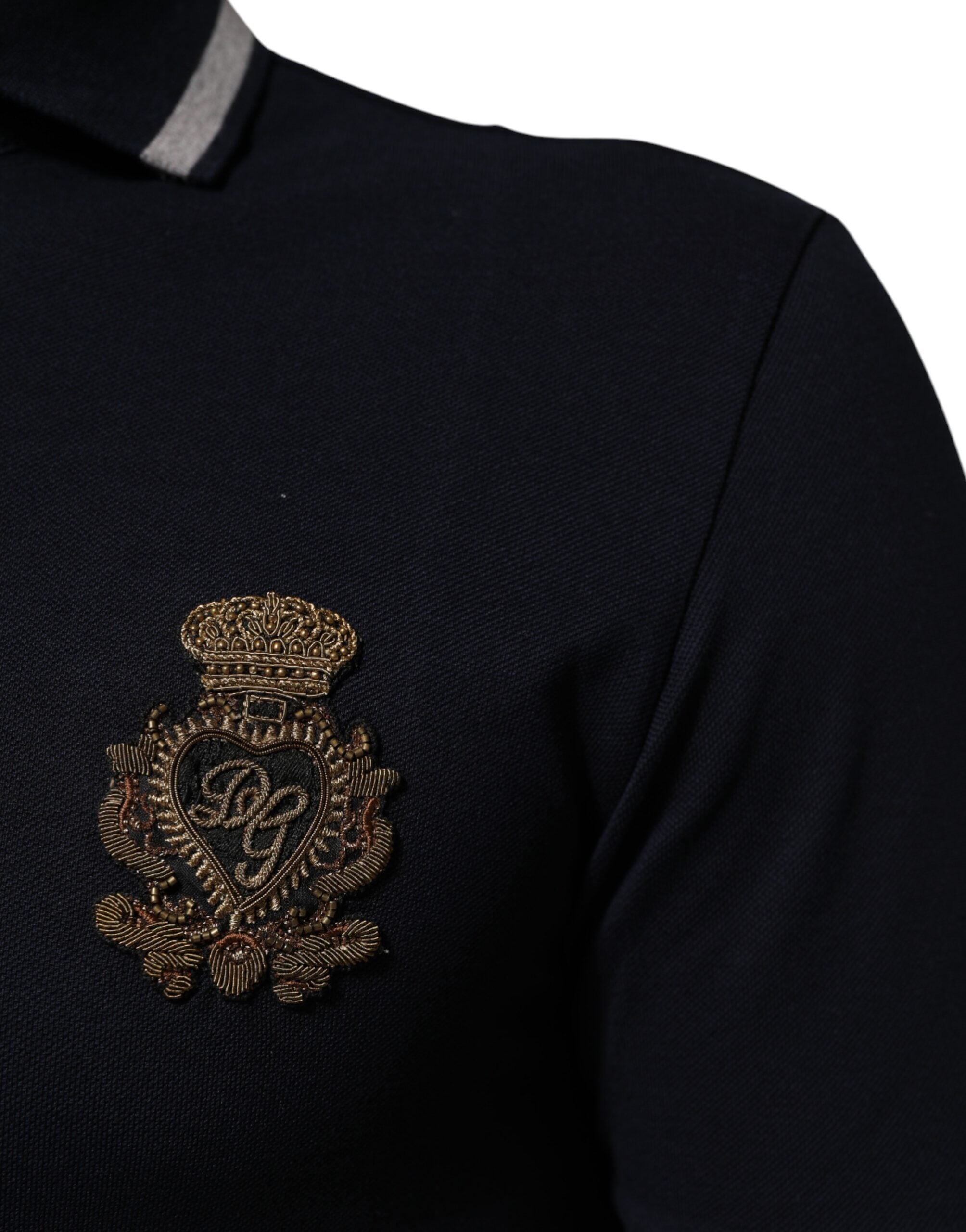 Navy Blue Cotton Crown Crest Logo Men T-Shirt Dolce & Gabbana
