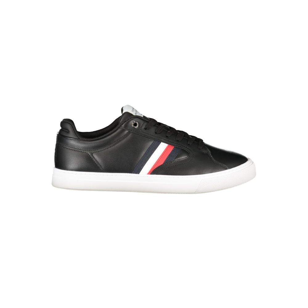 Black Leather Men Sneaker Tommy Hilfiger