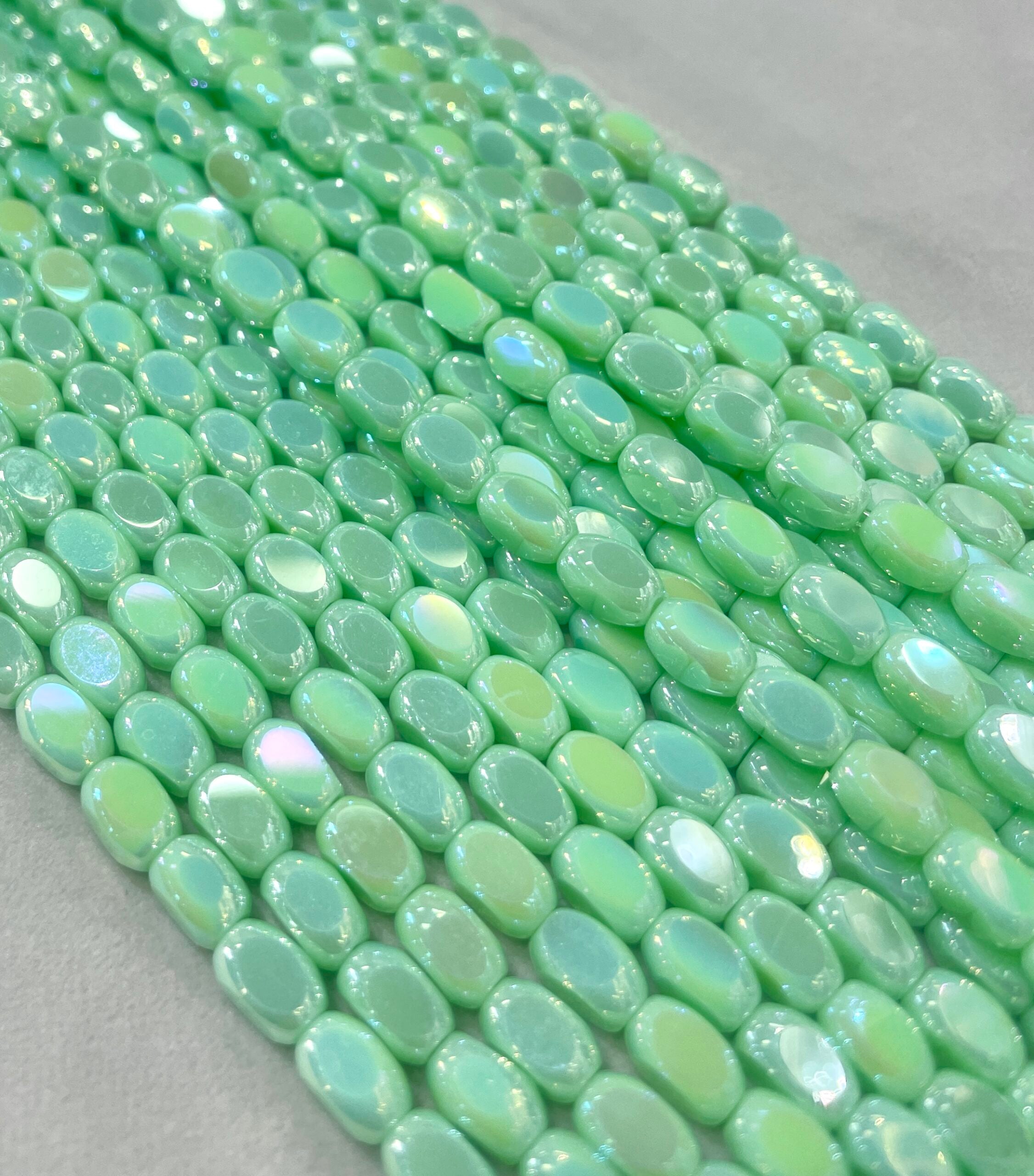Green Crystal Oval Beads beads shopella