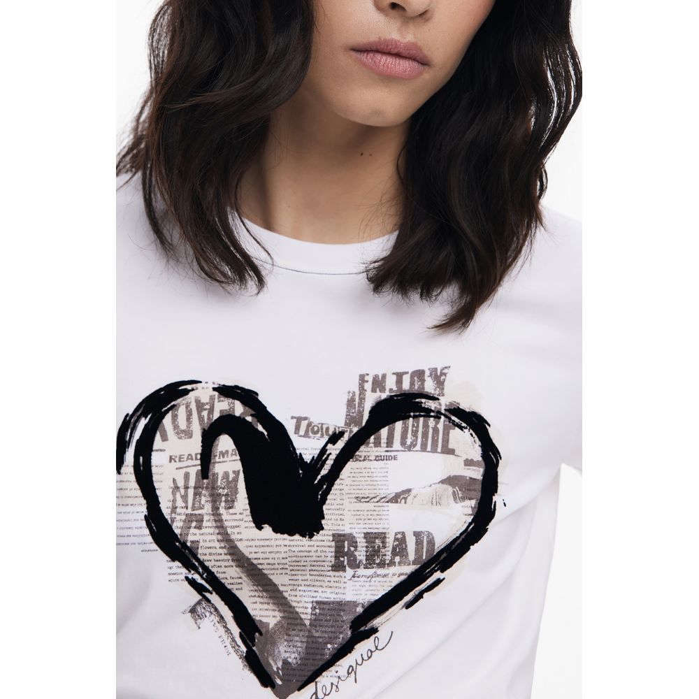 White Cotton Women T-Shirt Desigual