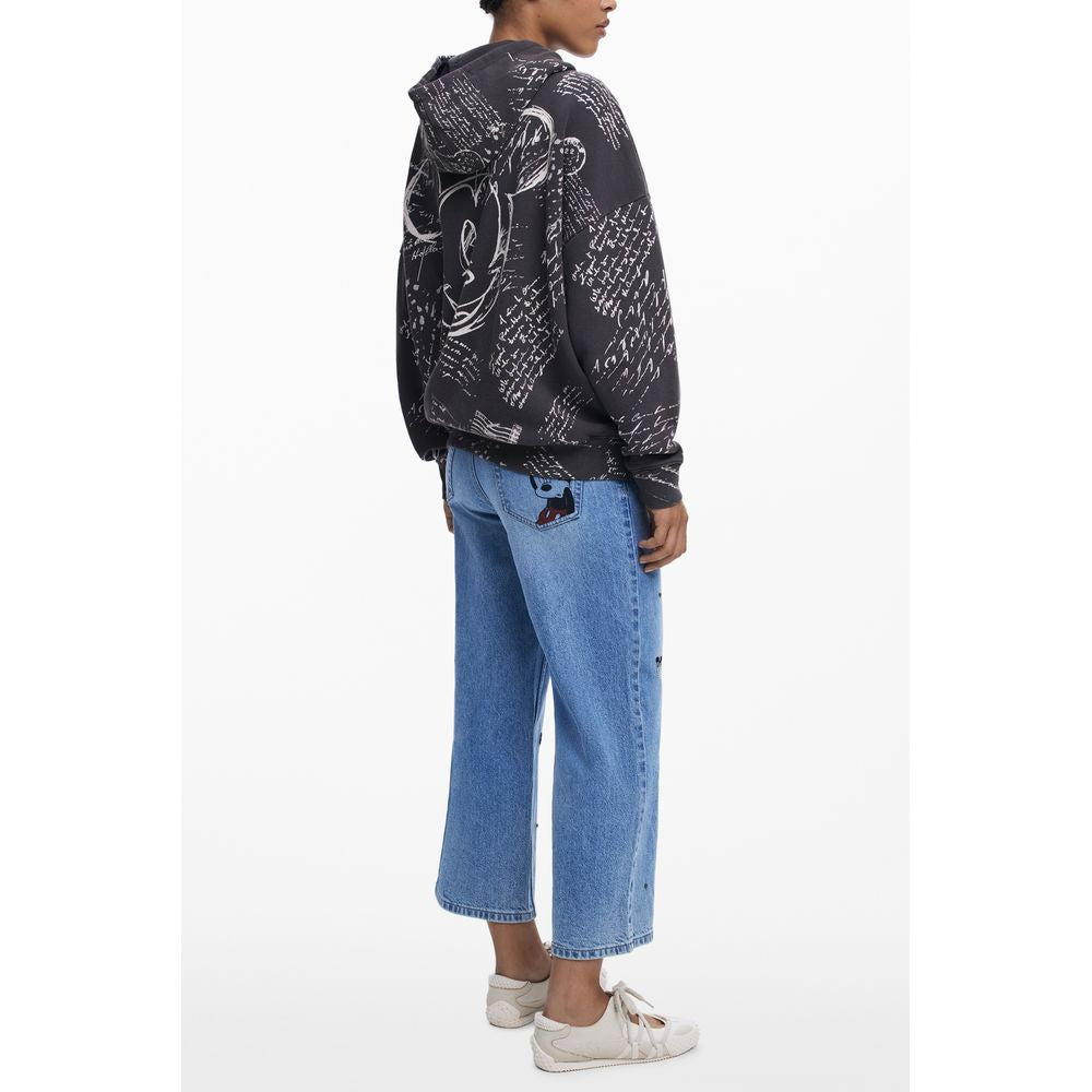 Black Cotton Women Hoodie Desigual