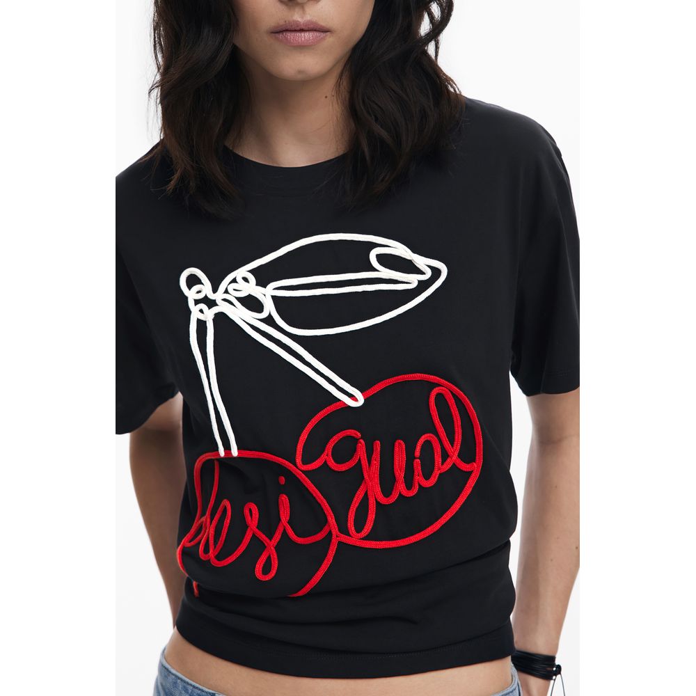 Black Cotton Women T-Shirt Desigual