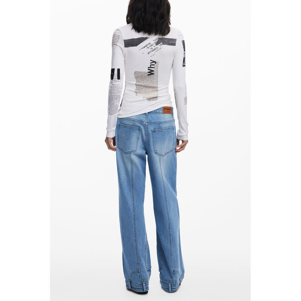 White Viscose Women T-Shirt Desigual