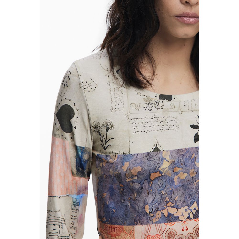 Beige Viscose Women Top Desigual