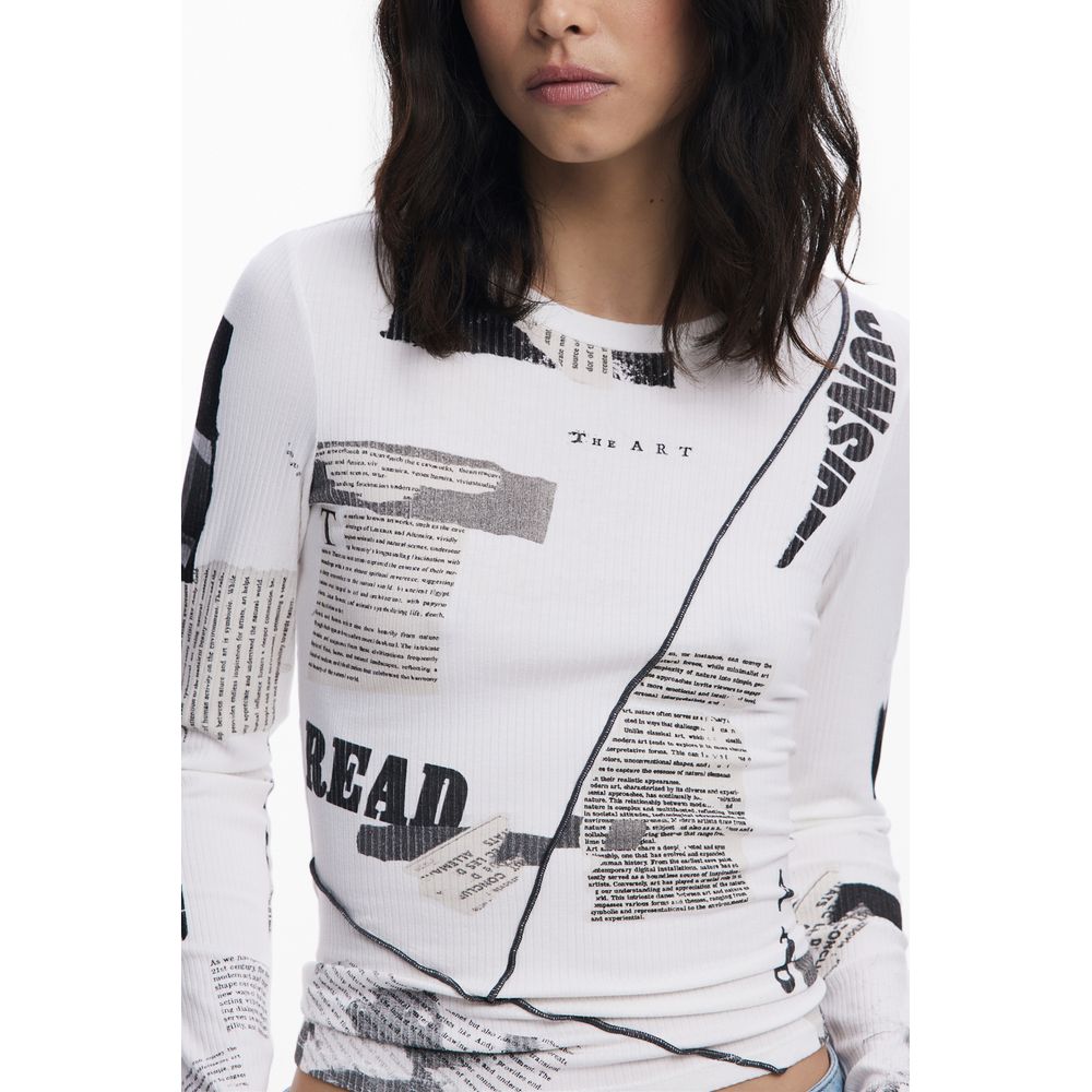 White Viscose Women T-Shirt Desigual