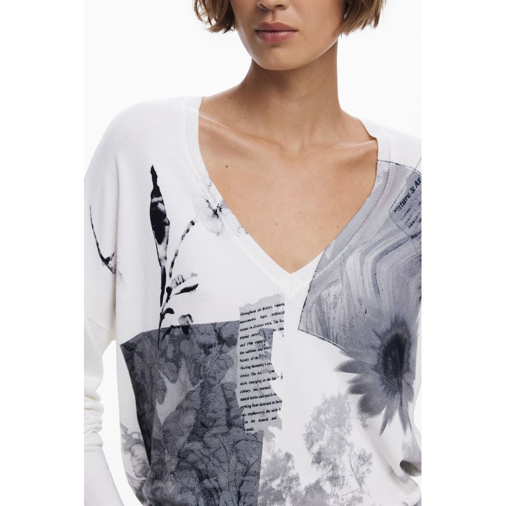 White Viscose Women Sweater Desigual