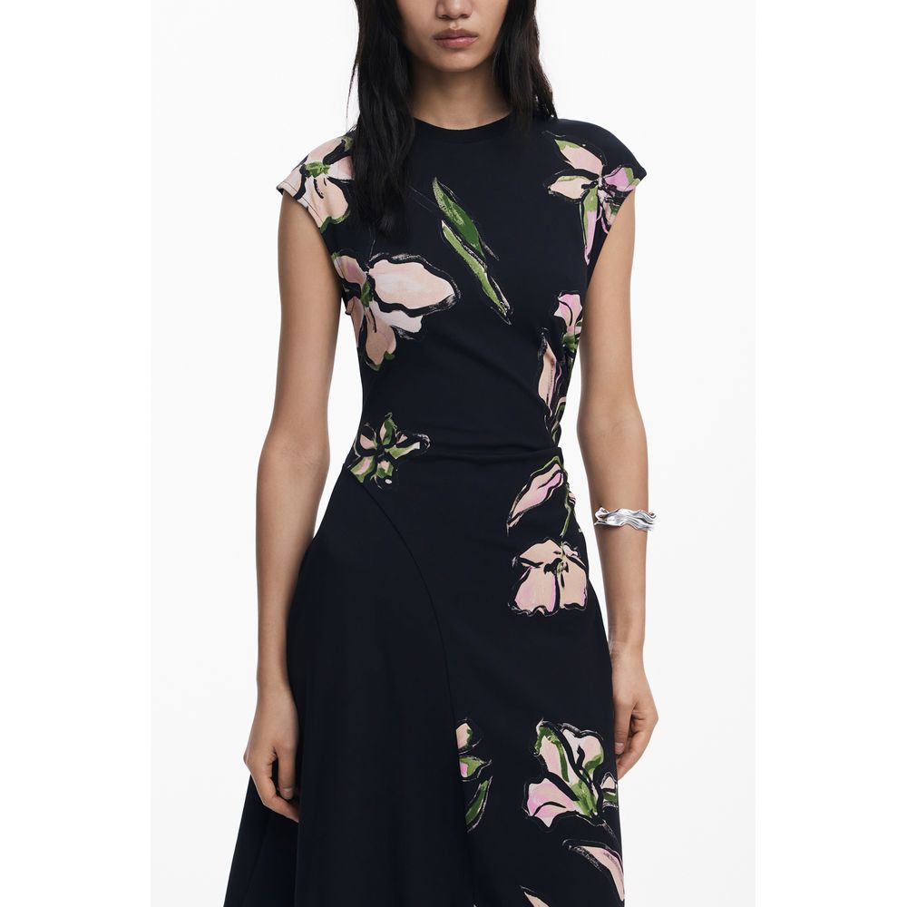 Black Cotton Women Dress Desigual