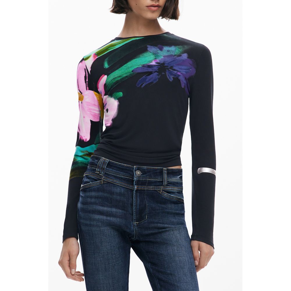 Black Viscose Women Top Desigual
