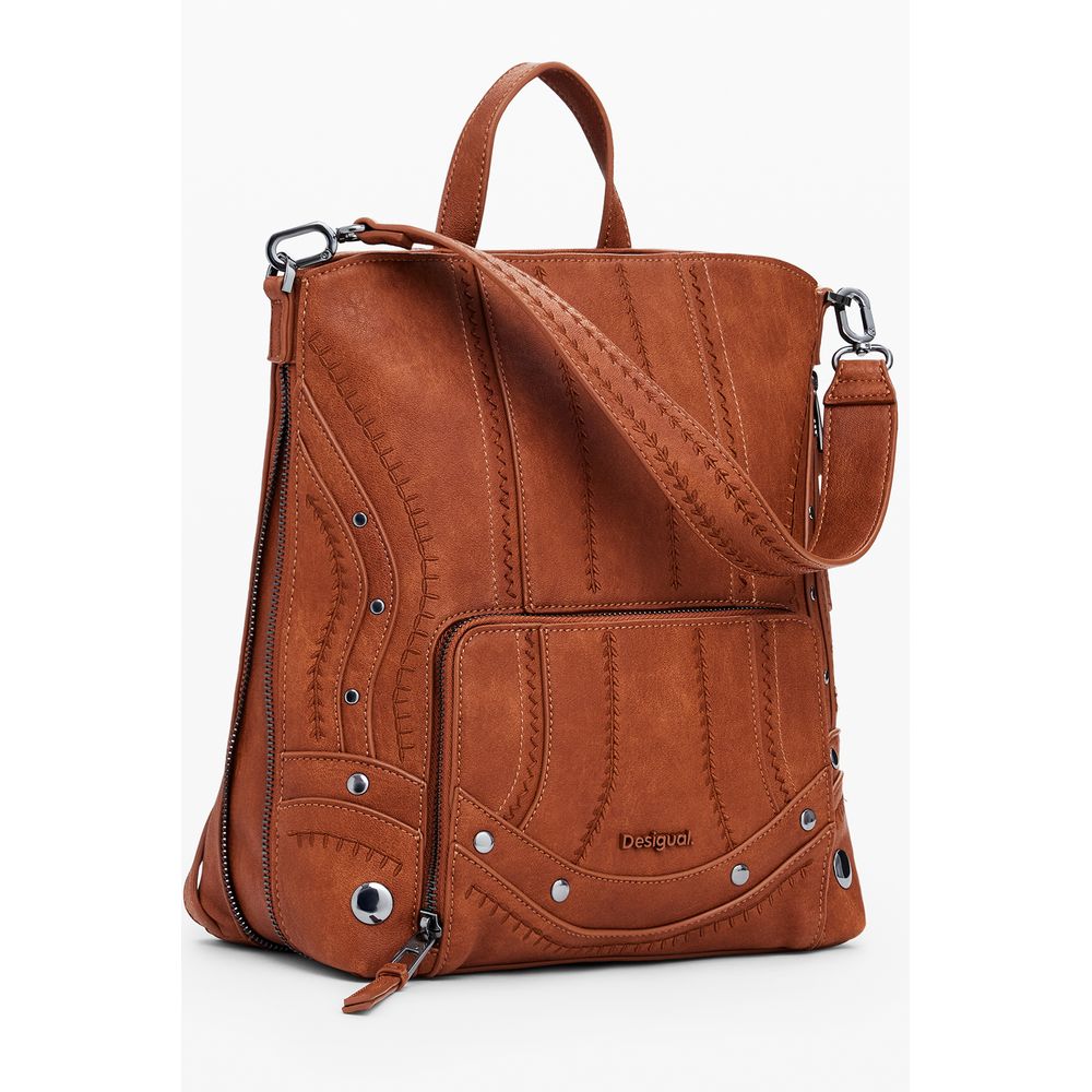 Brown Polyethylene Women Mini Backpack Desigual