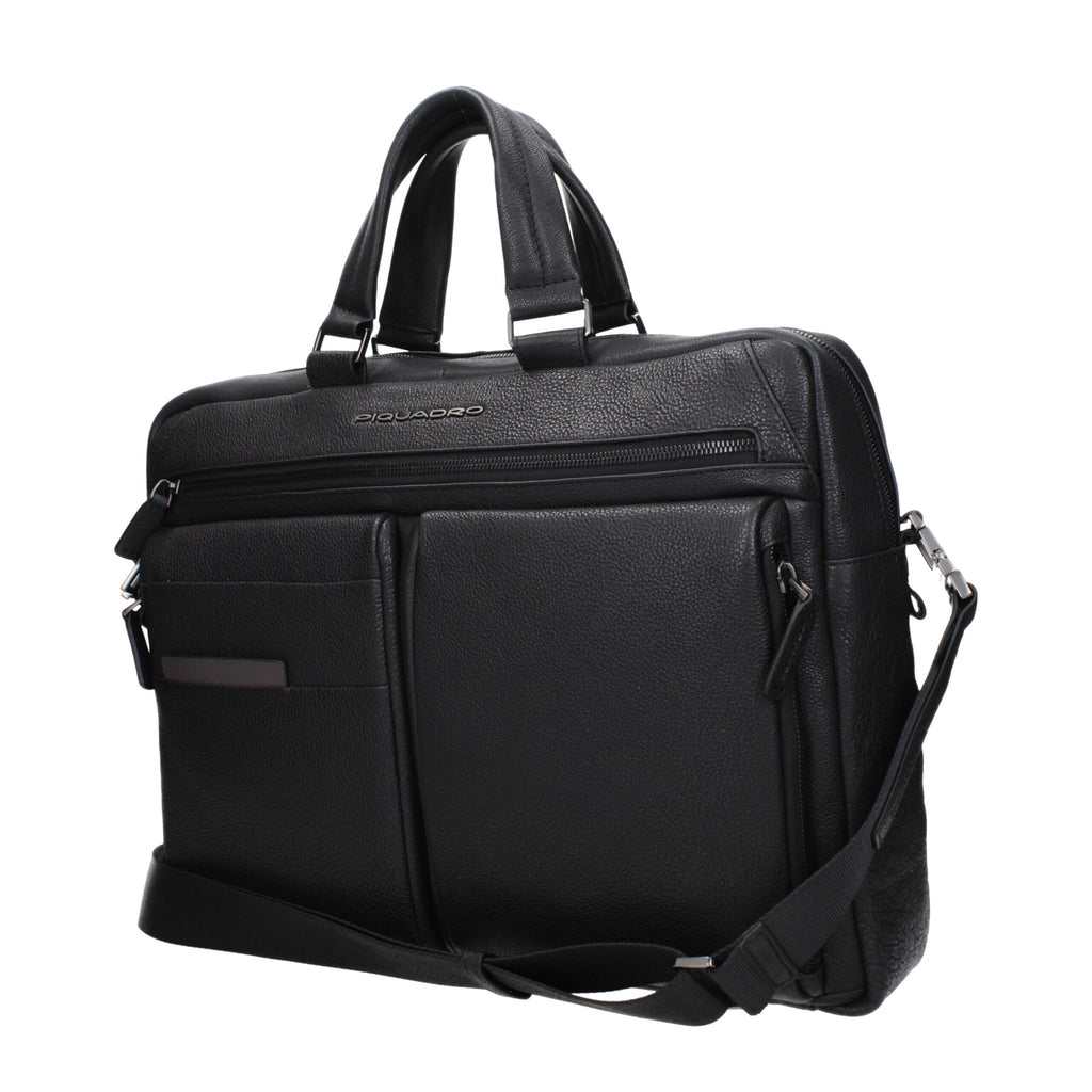 Black Leather Business And Laptop Bags Piquadro
