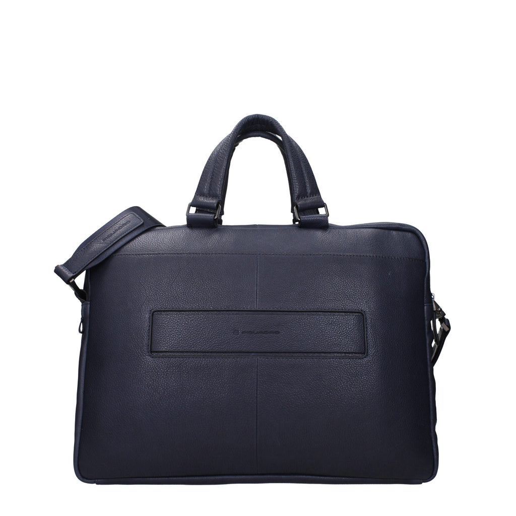 Blue Leather Business And Laptop Bags Piquadro