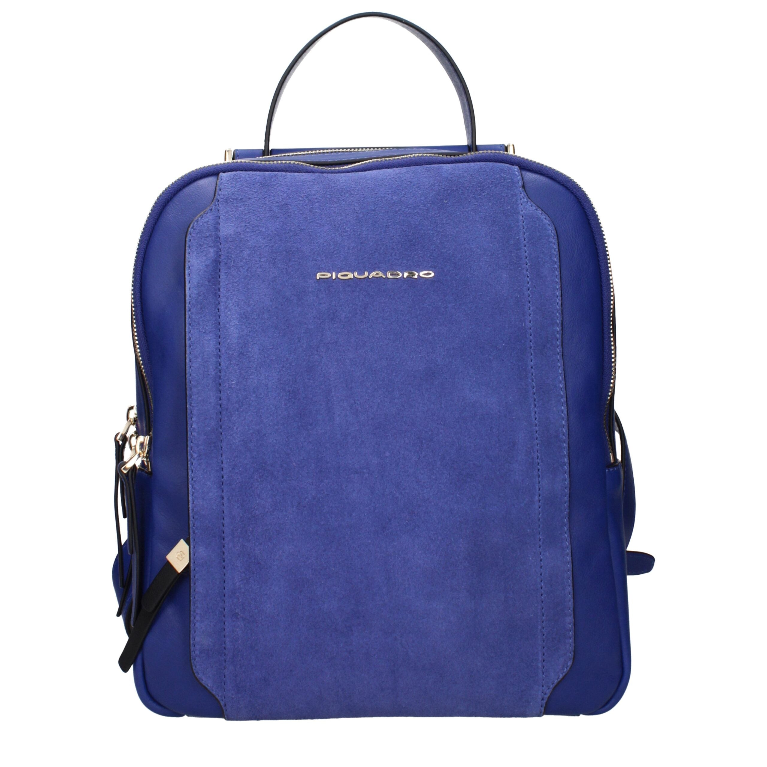 Blue Leather Backpacks Piquadro