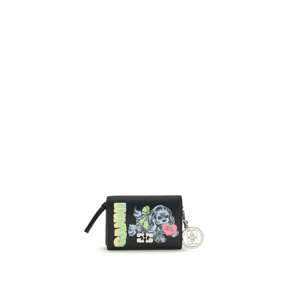 GANNI CARD HOLDER WITH FLAP BLUE DOG Ganni