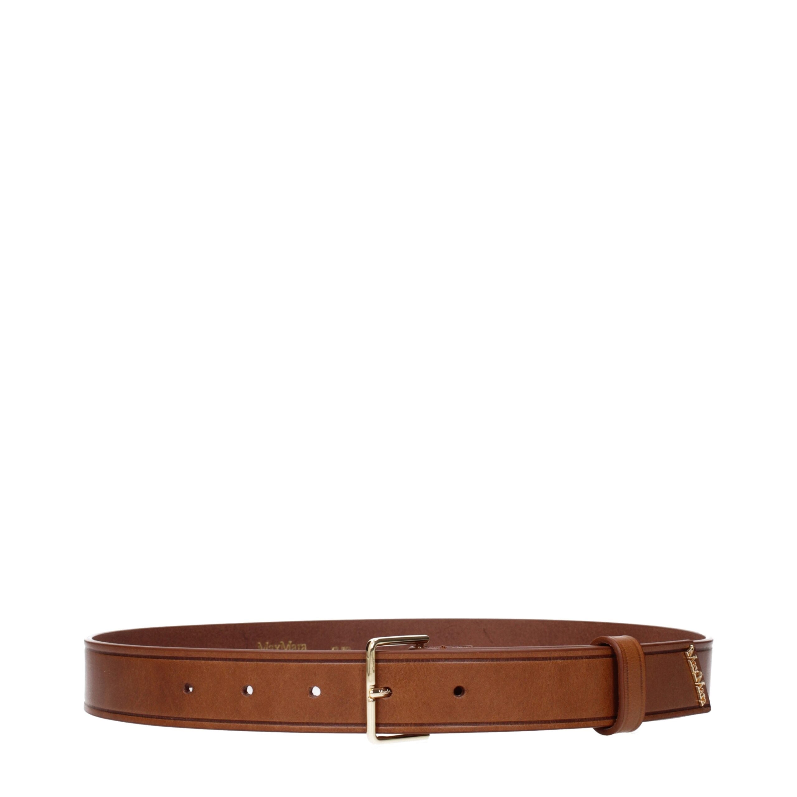 Brown Leather Regular Belts Max Mara