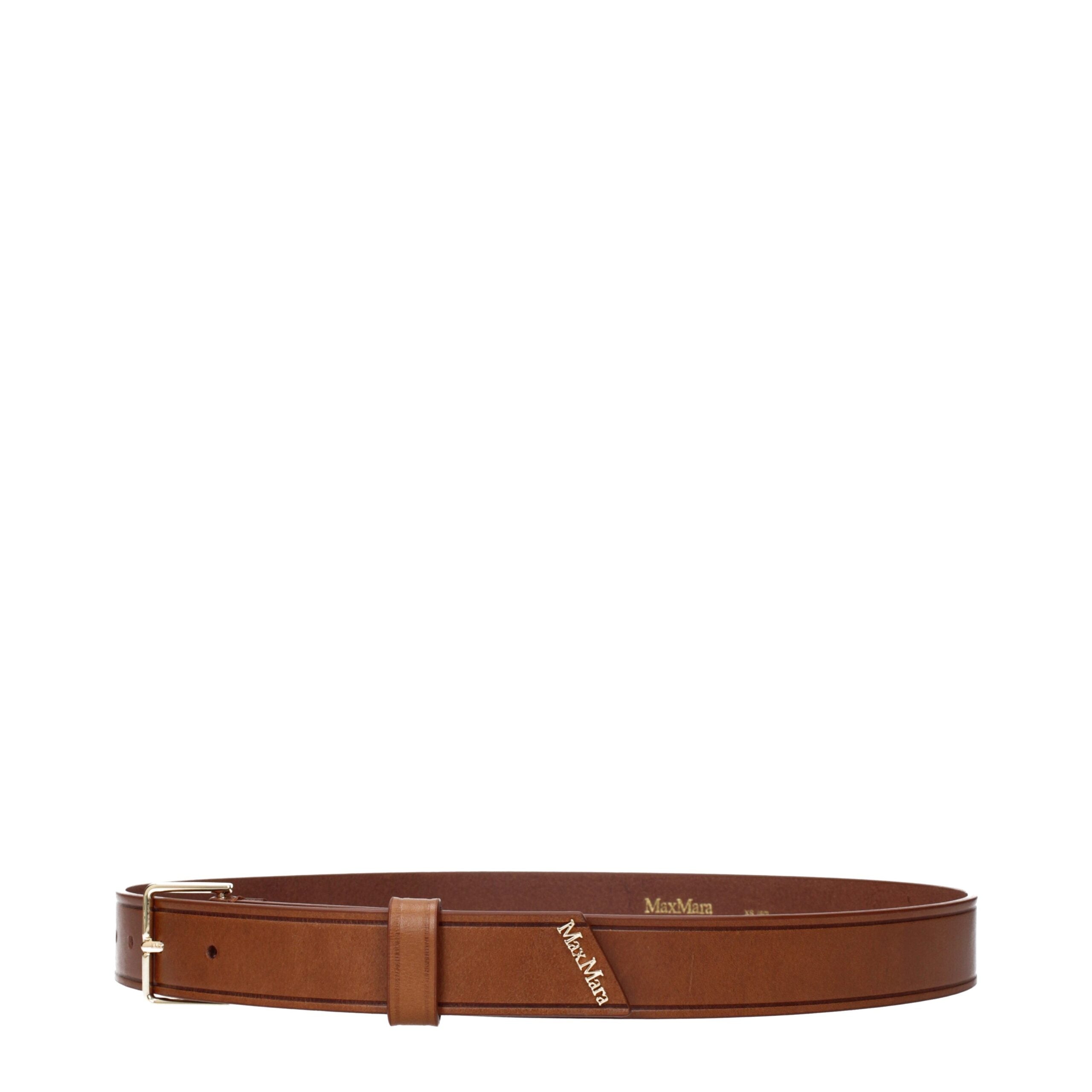 Brown Leather Regular Belts Max Mara