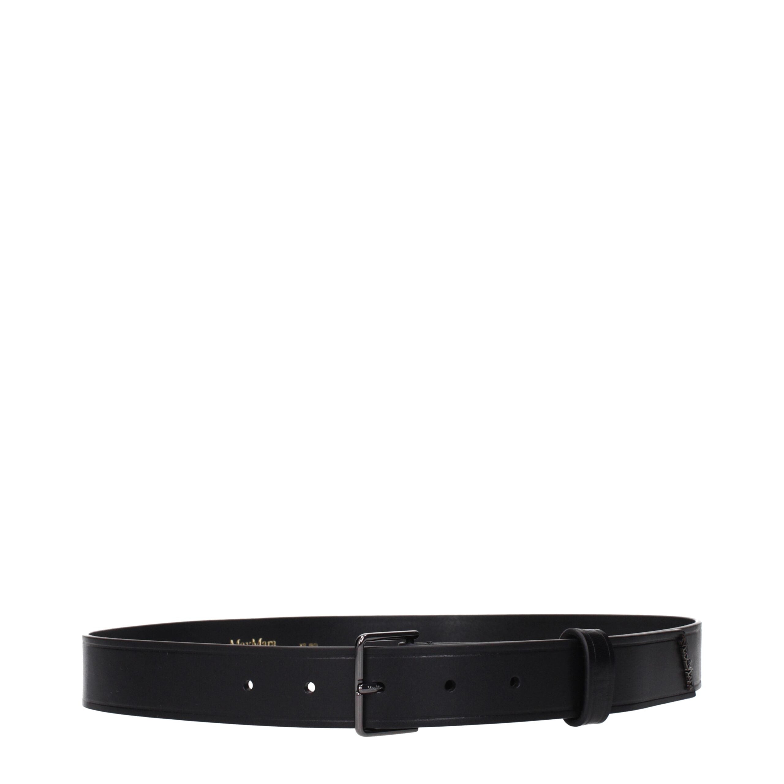 Black Leather Regular Belts Max Mara
