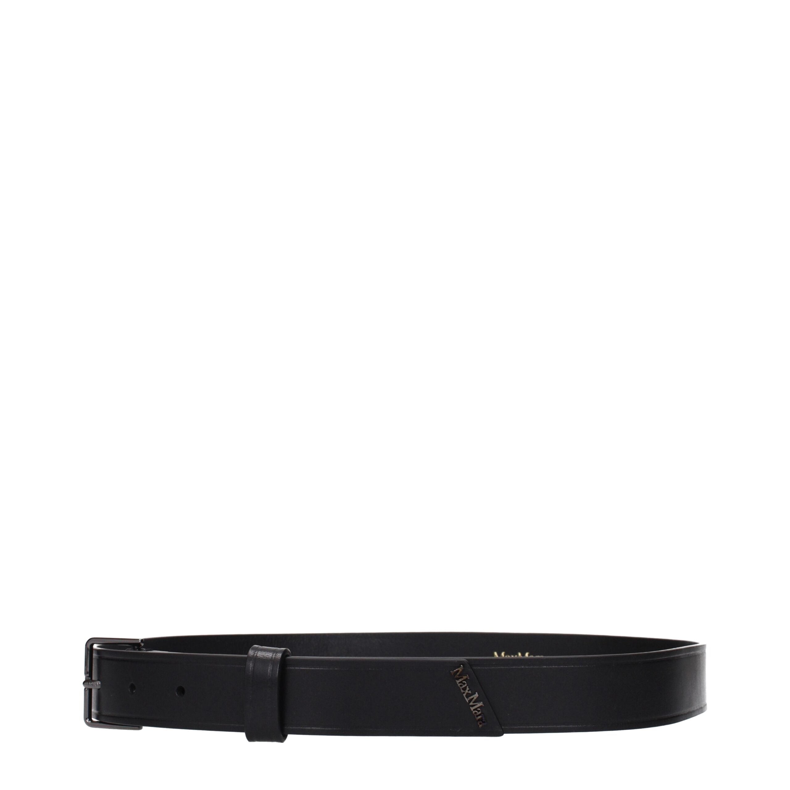 Black Leather Regular Belts Max Mara