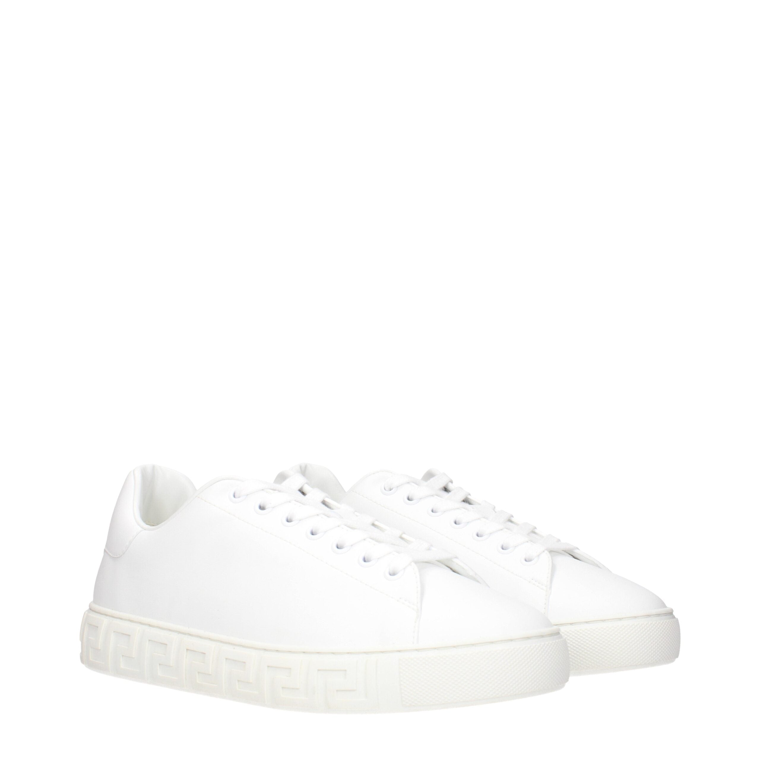 White Leather Low Tops Versace