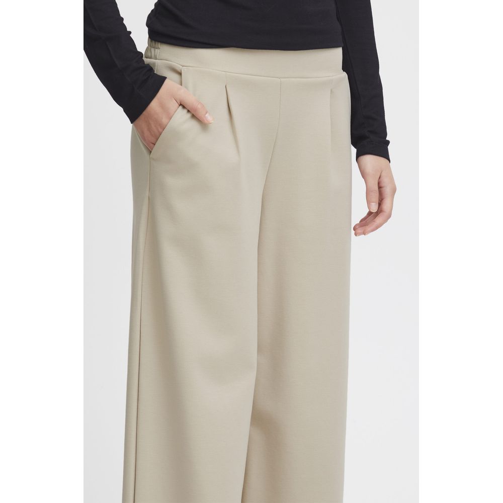 Beige Recycled Polyurethane Pant ICHI