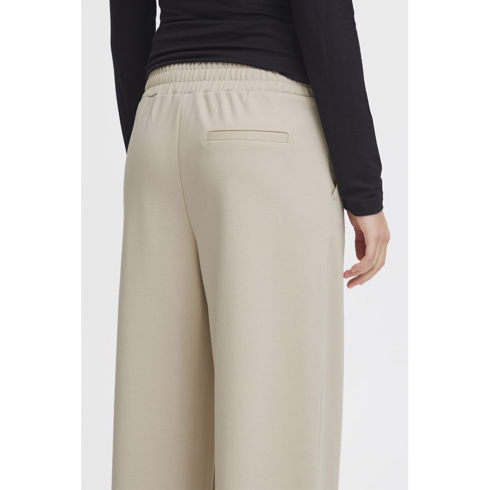 Beige Recycled Polyurethane Pant ICHI
