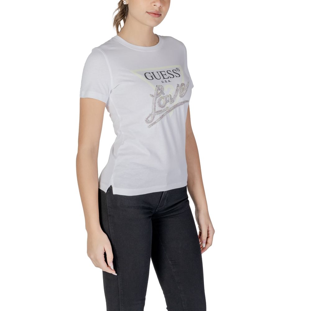White Cotton T-Shirt Guess