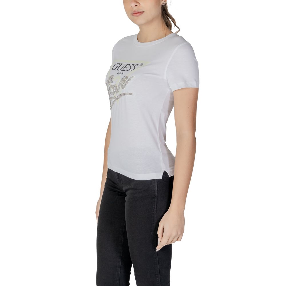 White Cotton T-Shirt Guess