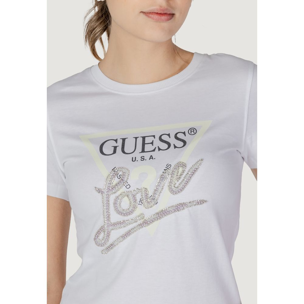 White Cotton T-Shirt Guess