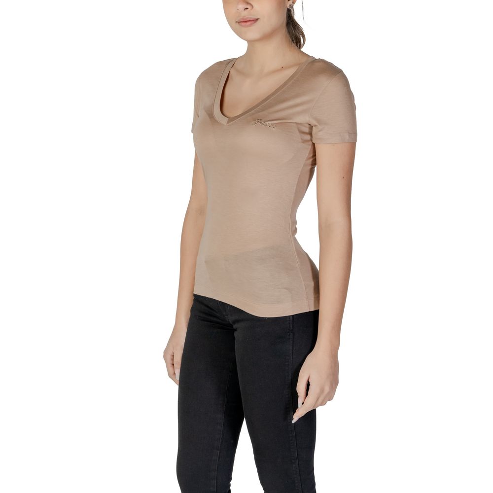Beige Lyocell T-Shirt Guess