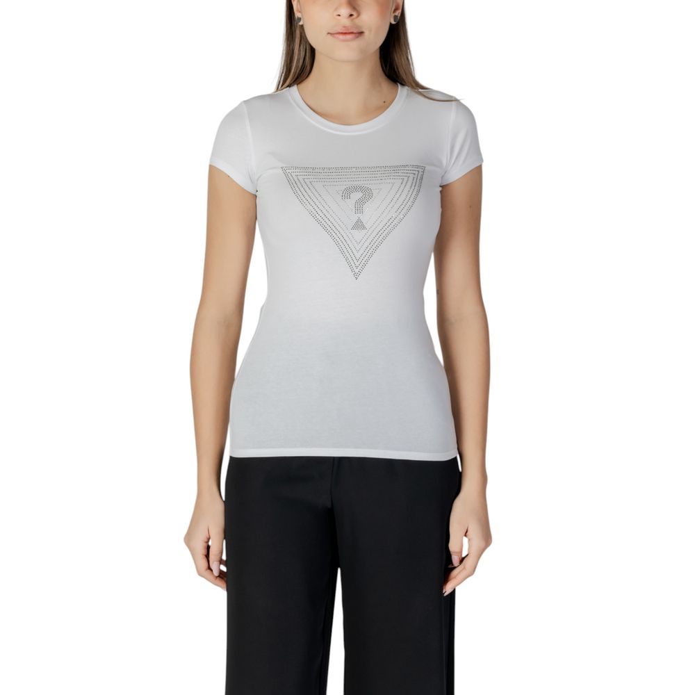 White Cotton T-Shirt Guess