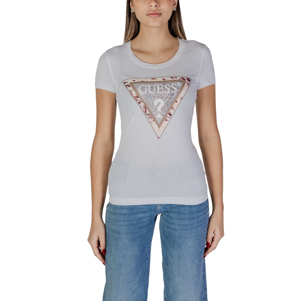 White Cotton T-Shirt Guess
