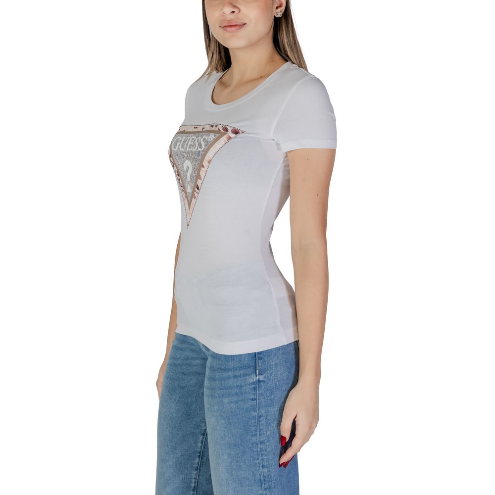 White Cotton T-Shirt Guess