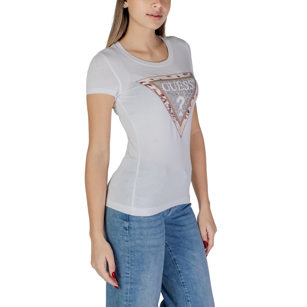 White Cotton T-Shirt Guess