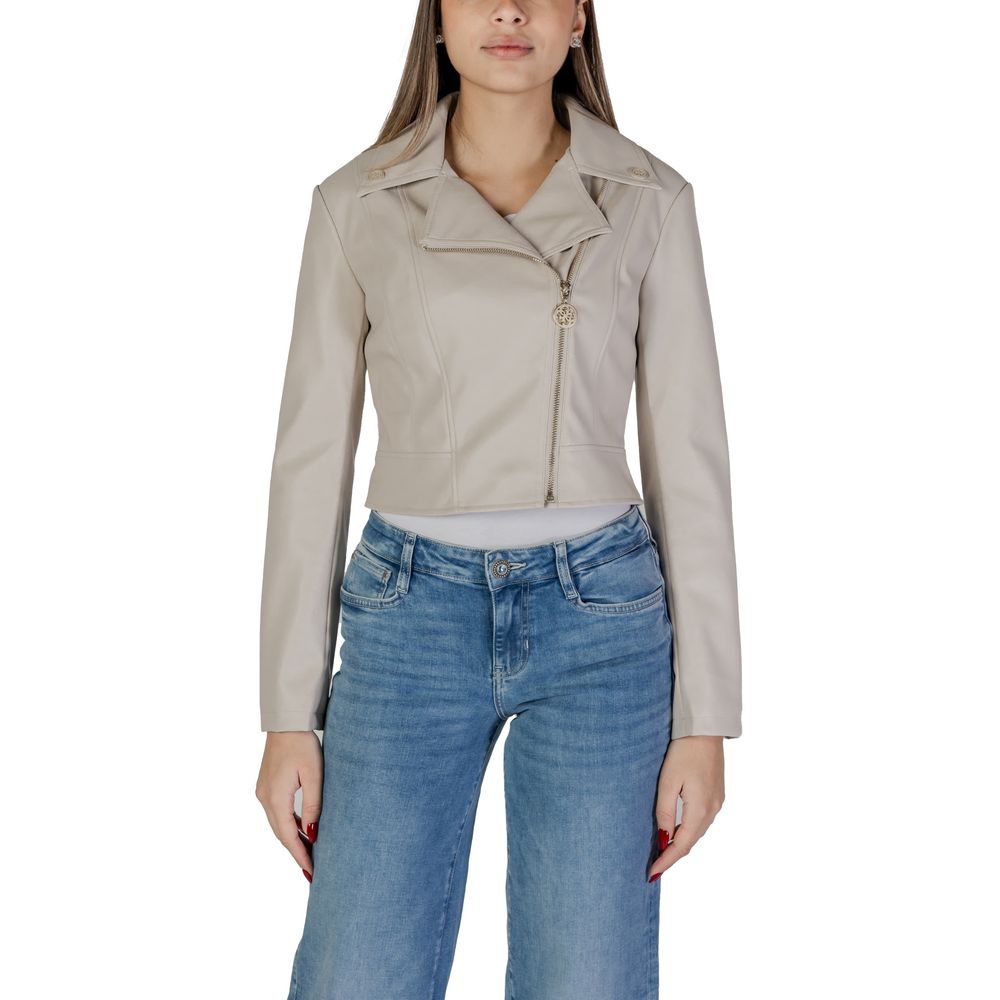 Beige Polyethylene Jackets & Coat Guess