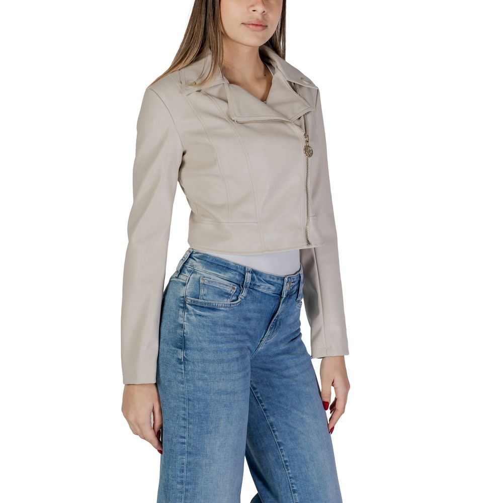 Beige Polyethylene Jackets & Coat Guess