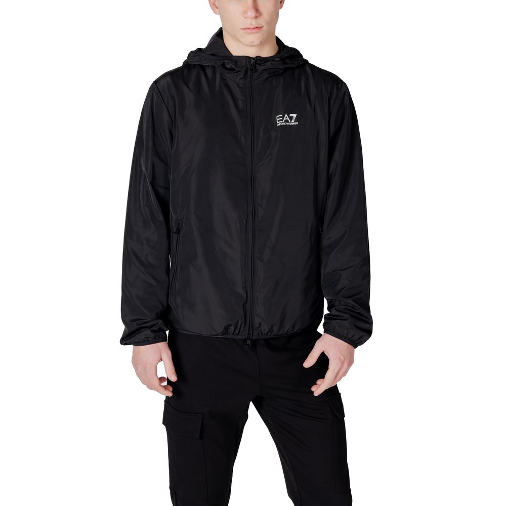 Black Polyester Jackets & Coat EA7 Emporio Armani