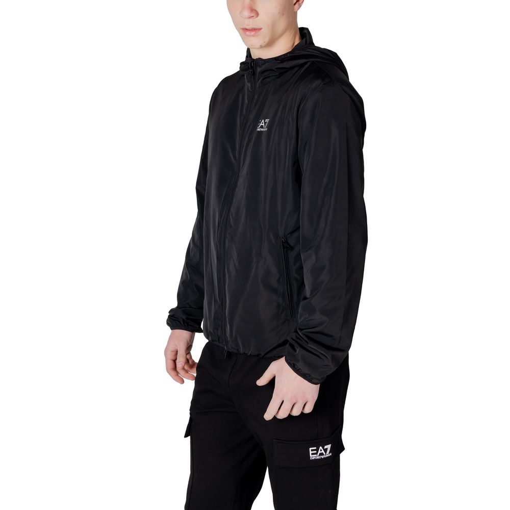 Black Polyester Jackets & Coat EA7 Emporio Armani