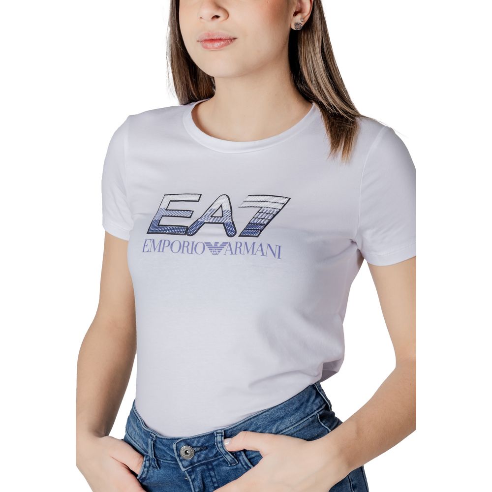 White Cotton T-Shirt EA7 Emporio Armani